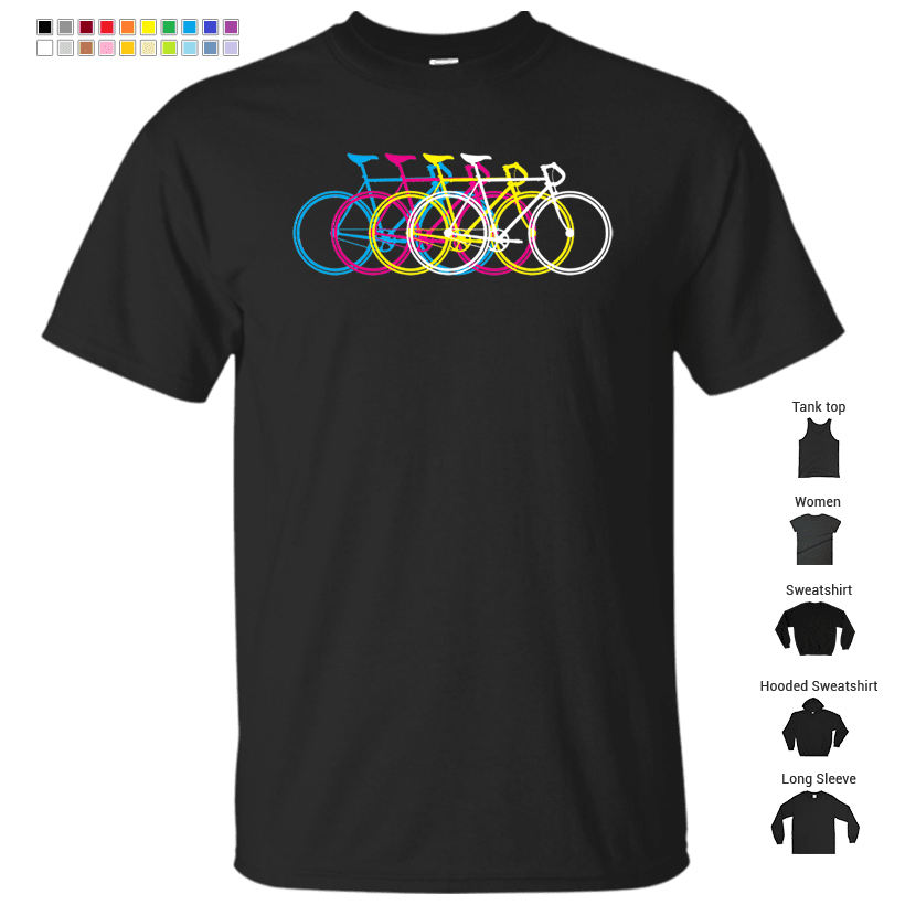 Four Bicycles Bikes Cmyk T-Shirt